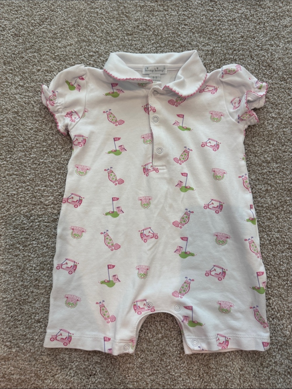 Kissy Kissy Pink & Green Golf Cart Polo One-Piece